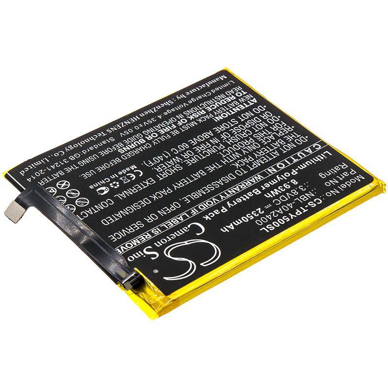 CS-TPY500SL : Battery for Neffos Y5s Dual SIM, Y5s Dual SIM LTE AM, TP804C and others - Replaces Neffos NBL-40A2400 - Image 2