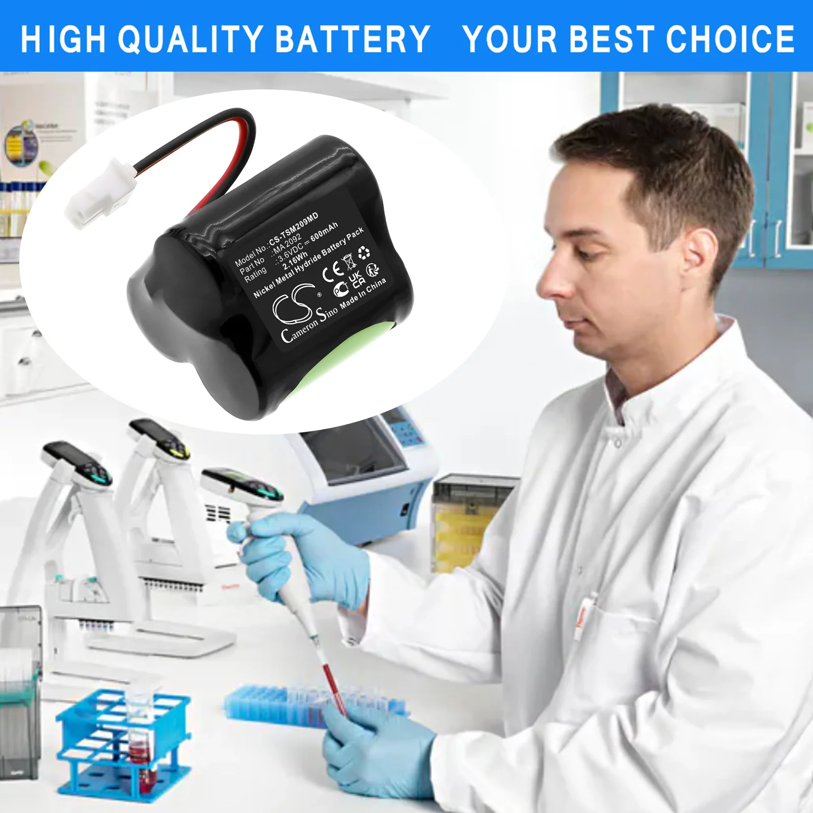 CS-TSM209MD : Battery for Thermo Scientific Impact2 Single Channel, Scientific Matrix Electronic - Replaces Thermo Scientific MA 2092 - Image 2