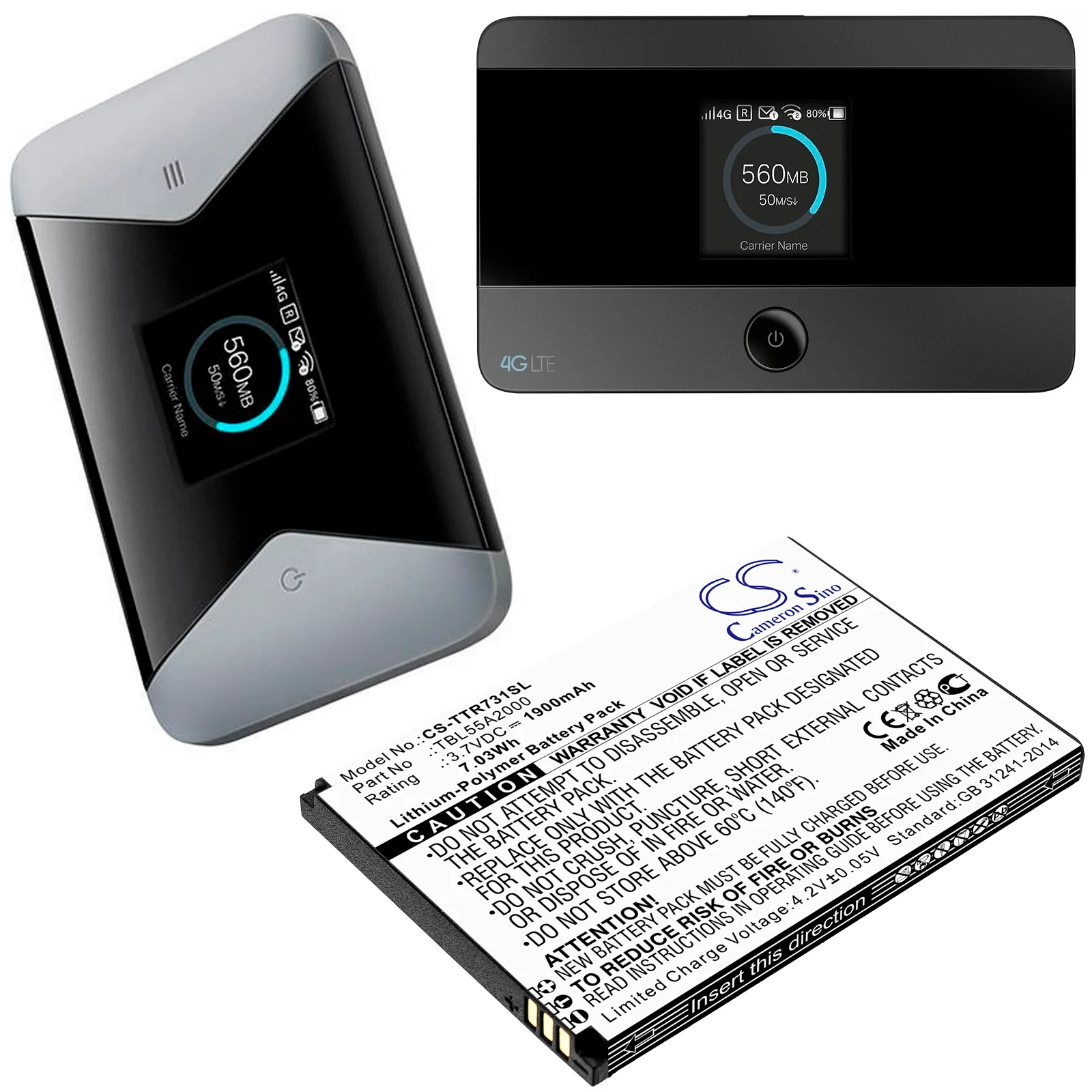 CS-TTR731SL : Battery for TP-Link M7310, M7350 ver 4.0 - Replaces TP-Link TBL55A2000 - Image 4