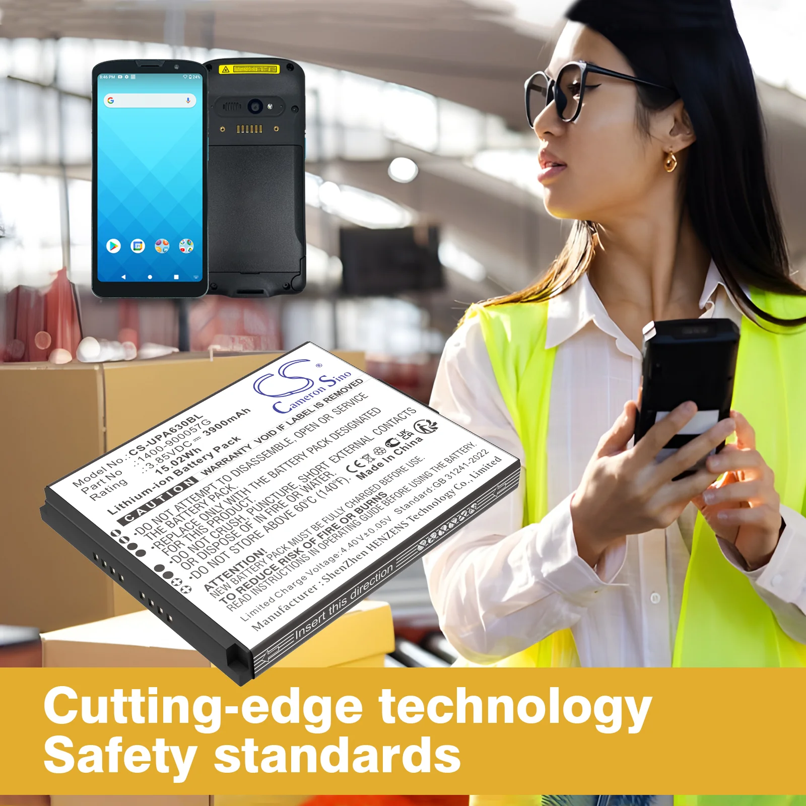 CS-UPA630BL : Battery for Unitech EA630, EA630 Plus - Replaces Unitech 1400-900057G - Image 7