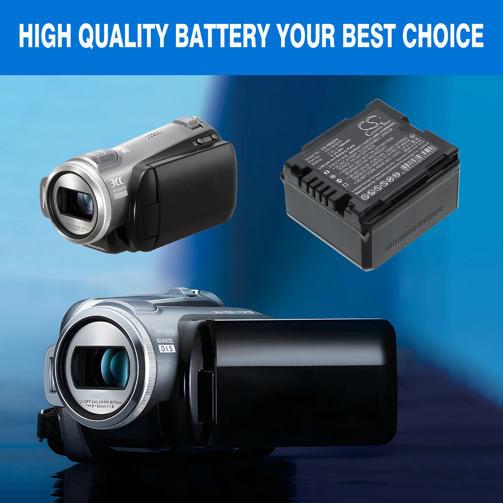 CS-VBG070 : Battery for Panasonic HDC-SD9, HDC-HS9, HDC-SD5 and others - Replaces Panasonic VW-VBG070, VW-VBG070-K, VW-VBG070A - Image 6