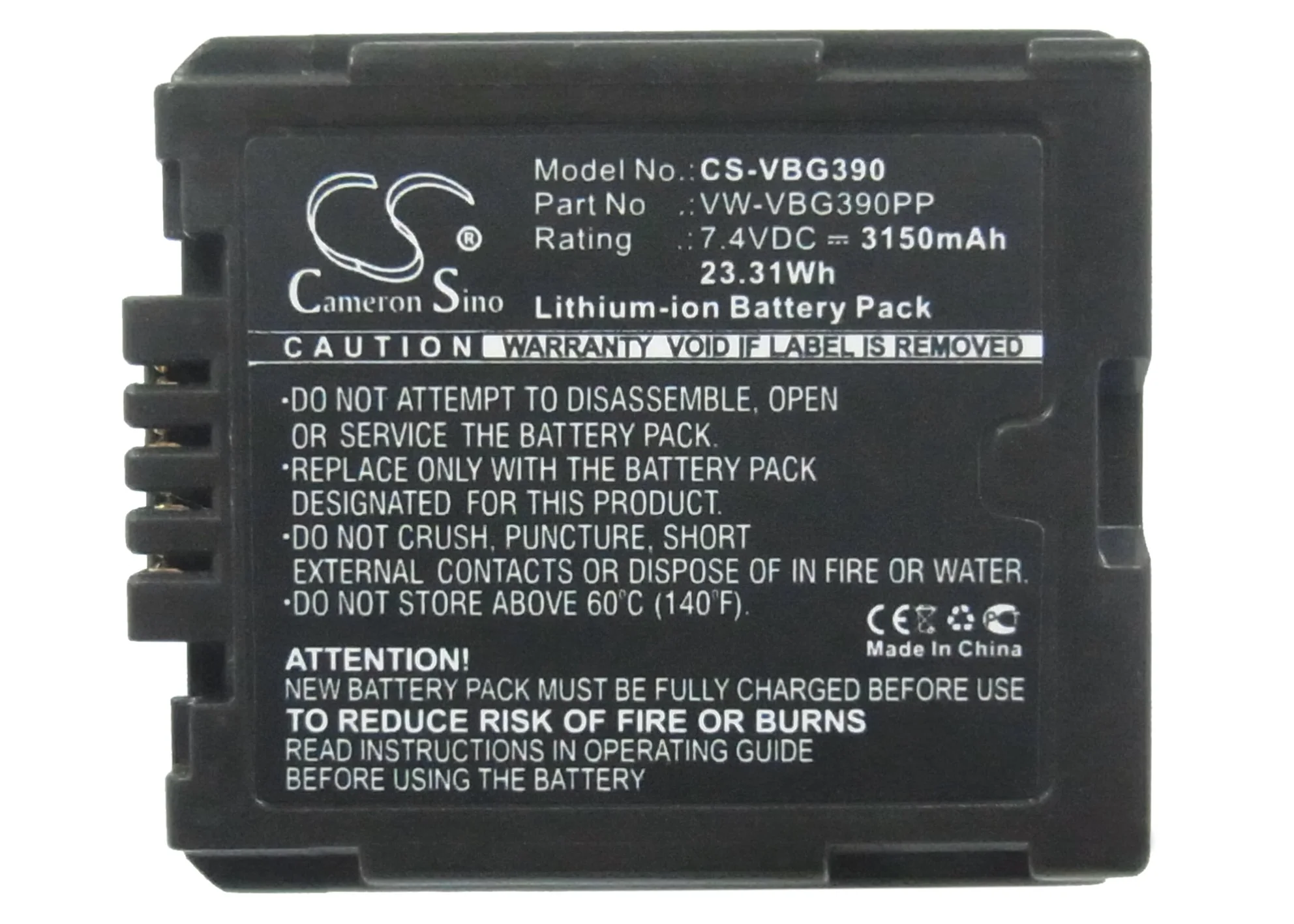 CS-VBG390 : Battery for Panasonic AG-HMC40, AG-HMC70, AG-HMC150 and others - Replaces Panasonic VW-VBG390, VW-VBG390K, VW-VBG390E and others - Image 3