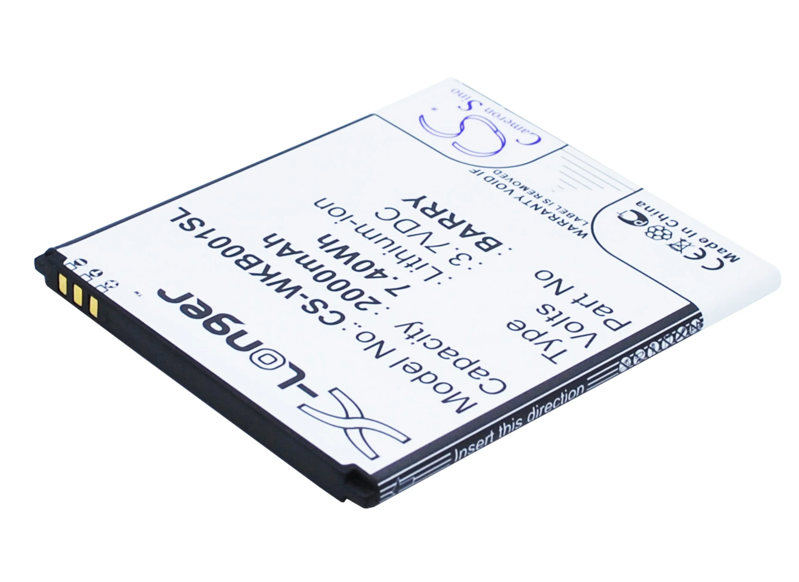 CS-WKB001SL : Battery for Wiko Barry, Barry Dual SIM - Replaces Wiko BARRY - Image 2
