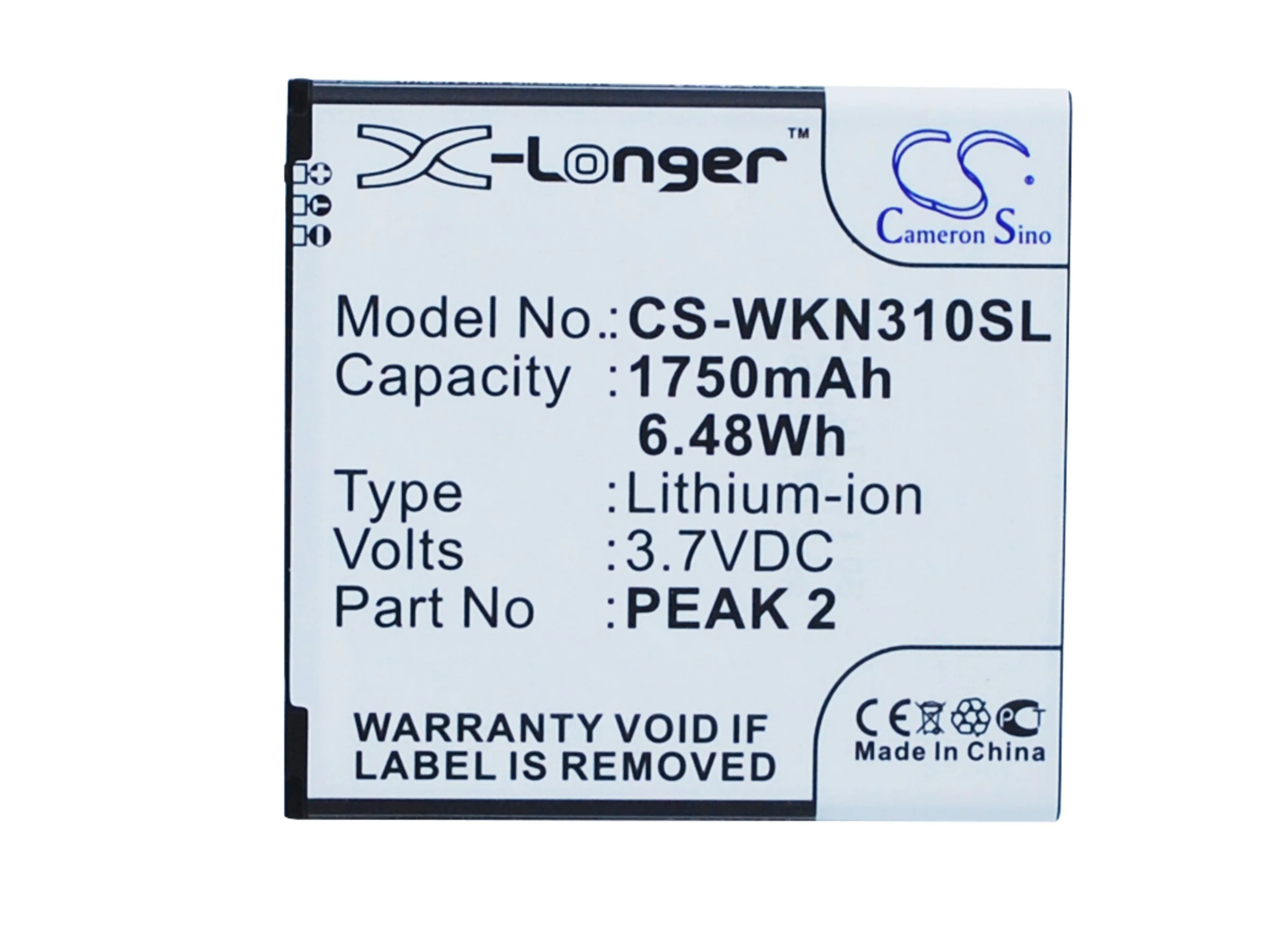 CS-WKN310SL : Battery for Wiko Cink Peax, Cink Peax 2, N310 - Replaces Wiko PEAK 2, Cink Peax 2 - Image 5