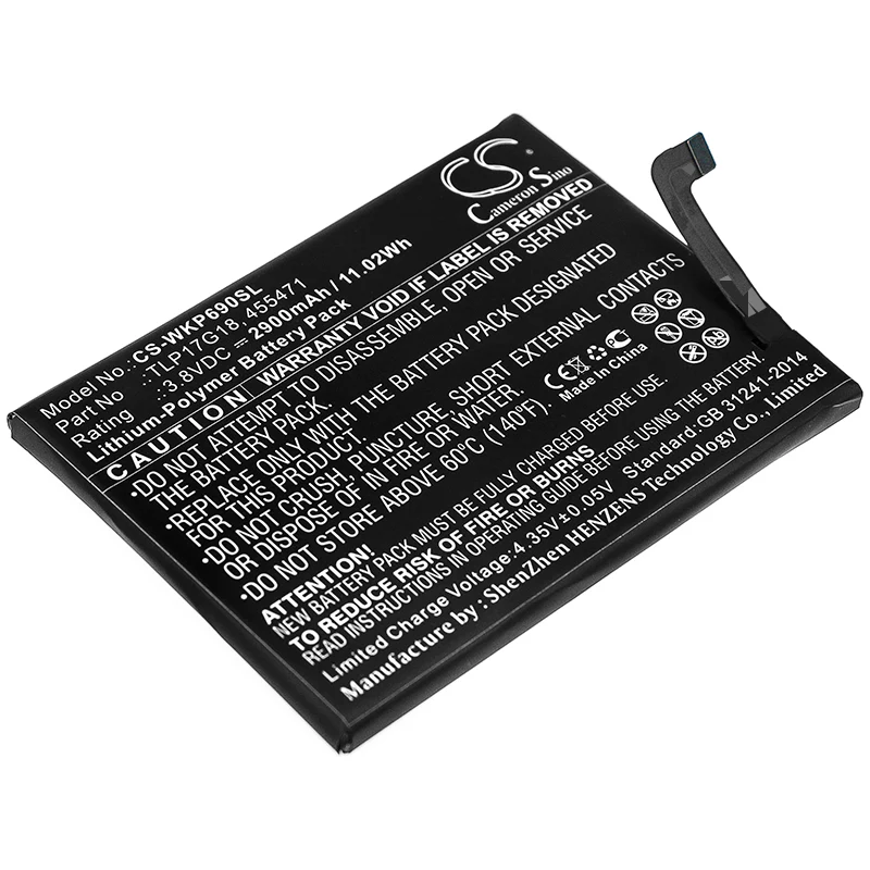 CS-WKP690SL : Battery for Wiko Wim Lite, P6901 - Replaces Wiko TLP17G18, 455471