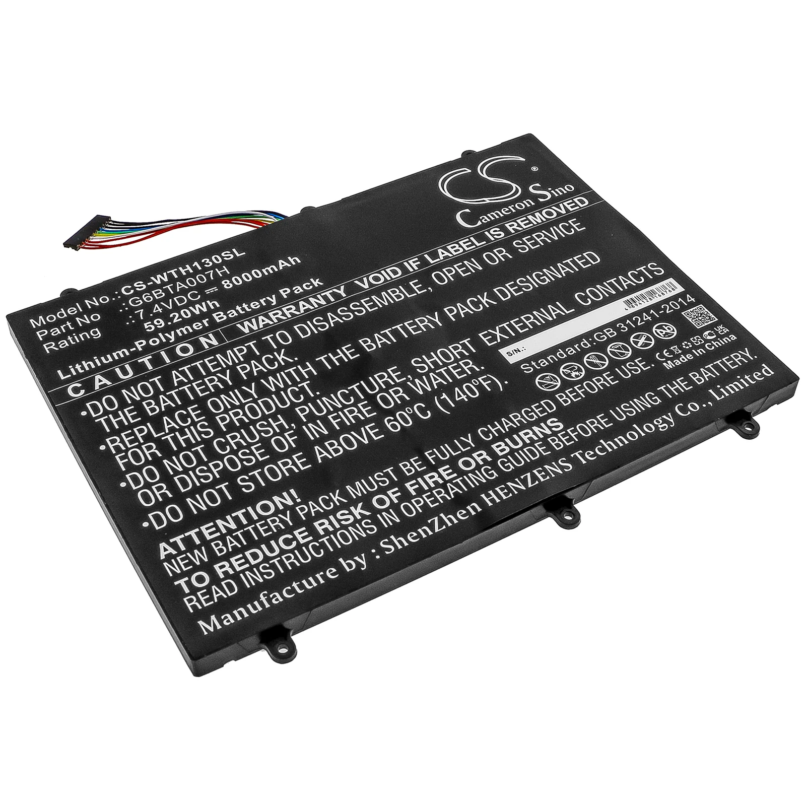 CS-WTH130SL : Battery for Wacom Cintiq Companion 2, DTH-W1300 - Replaces Wacom G6BTA007H