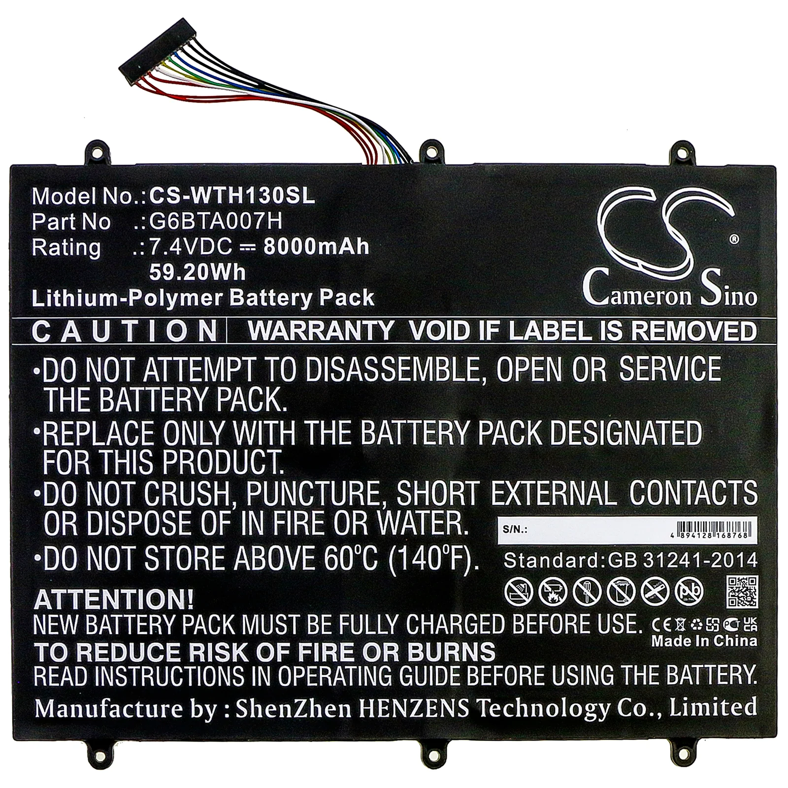 CS-WTH130SL : Battery for Wacom Cintiq Companion 2, DTH-W1300 - Replaces Wacom G6BTA007H - Image 3