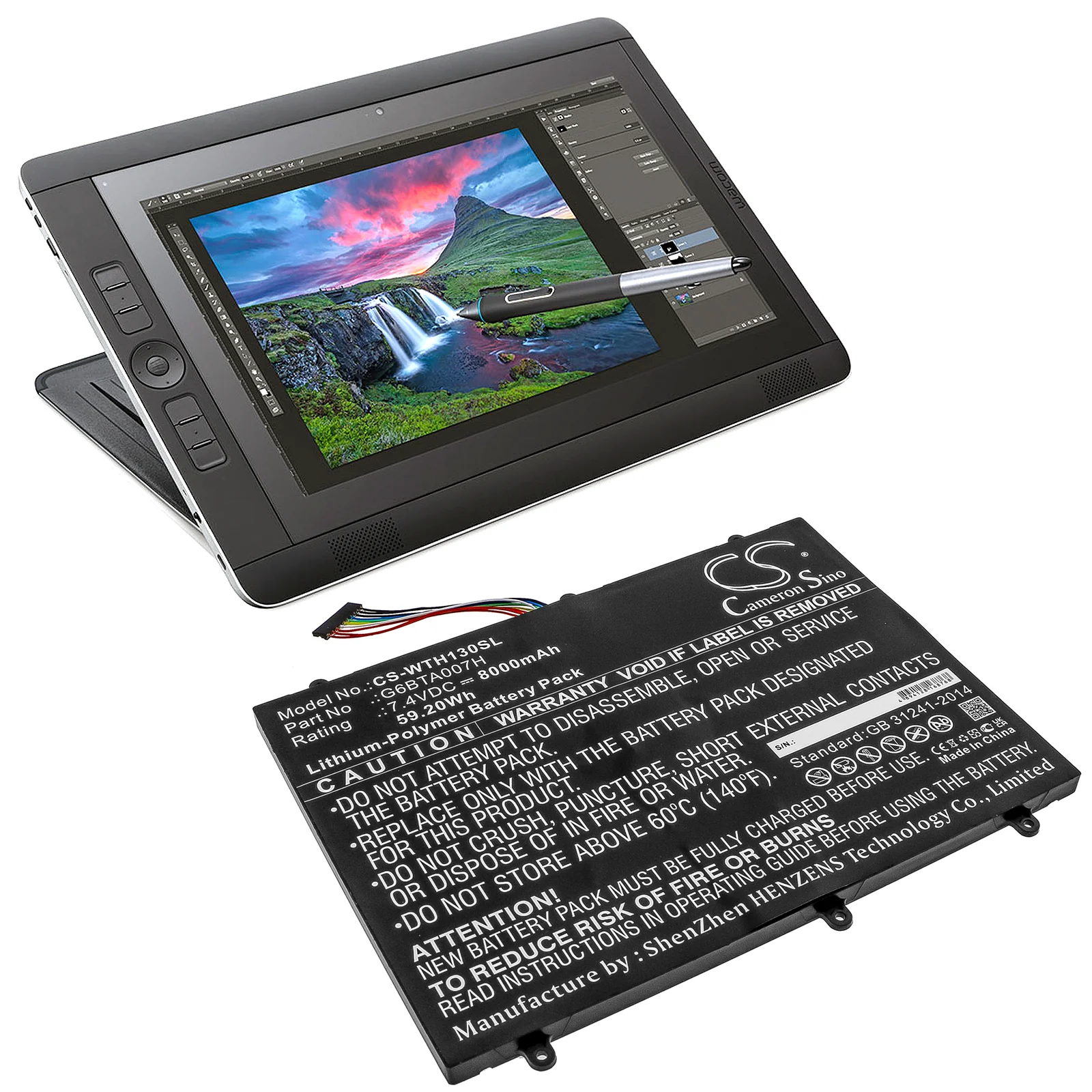 CS-WTH130SL : Battery for Wacom Cintiq Companion 2, DTH-W1300 - Replaces Wacom G6BTA007H - Image 5