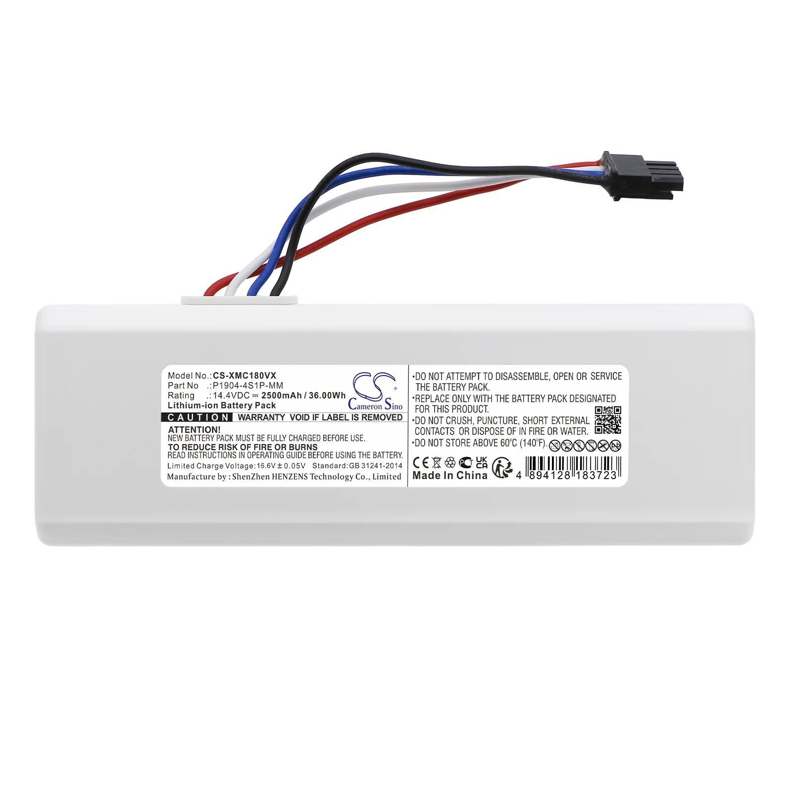 CS-XMC180VX : Battery for Xiaomi Roborock 1C, SKV4093GL, XM2000021 and others - Replaces Xiaomi P1904-4S1P-MM - Image 3