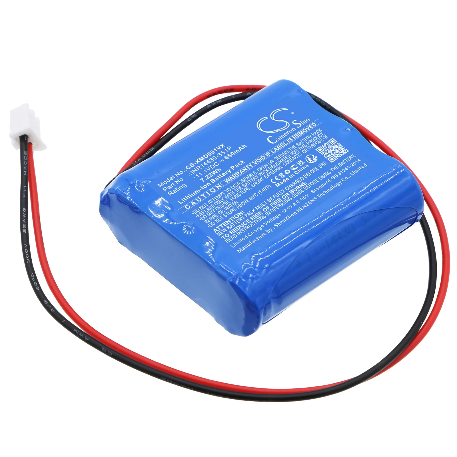 CS-XMD001VX : Battery for Xiaomi Mijia WXCDJ01SWDK - Replaces Xiaomi INR14430-3S1P - Image 2