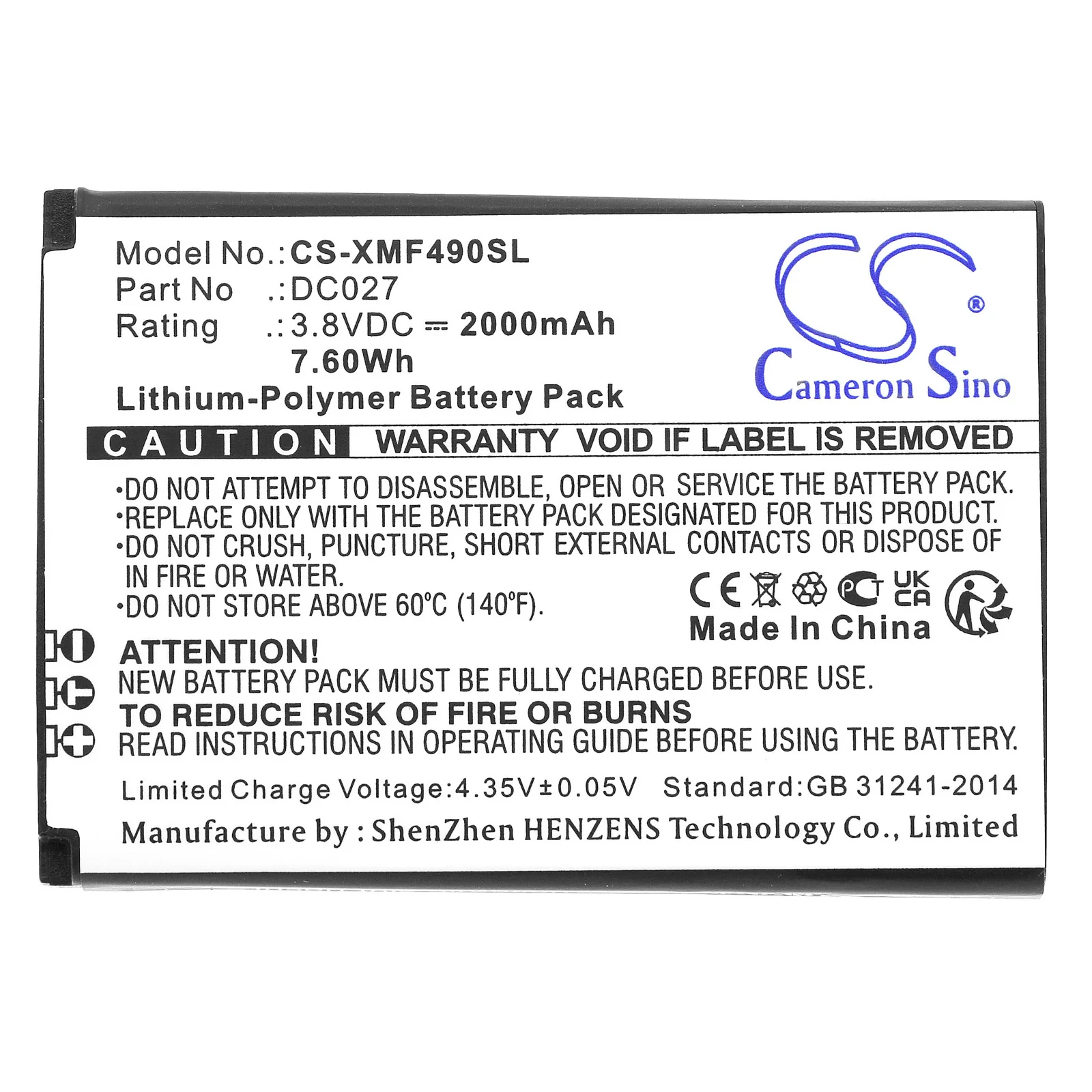 CS-XMF490SL : Battery for Xiaomi F490 4G - Replaces Xiaomi DC027 - Image 3