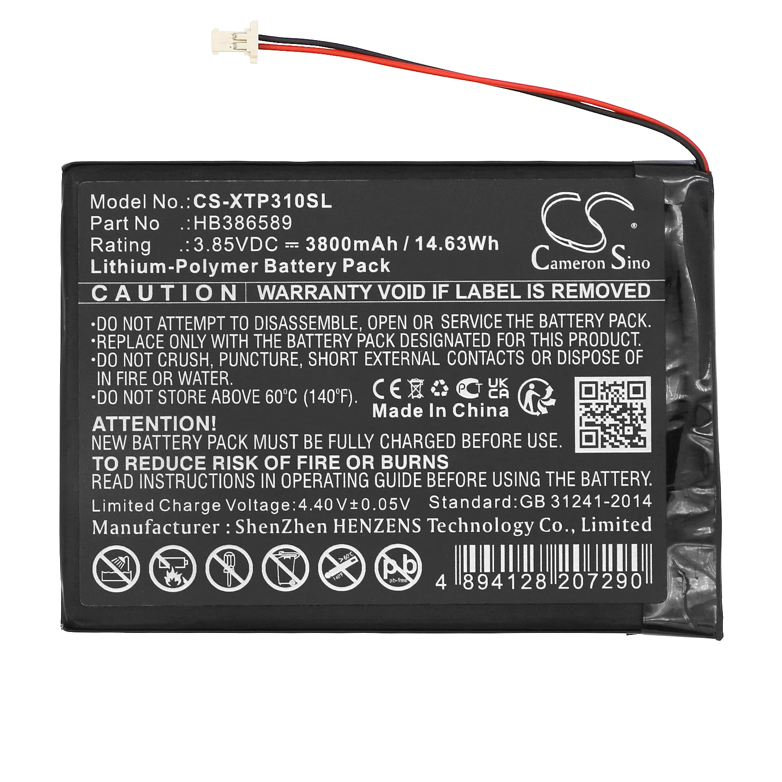 CS-XTP310SL : Battery for XTOOL X100PAD AUTO Key Programmer Tablet, AutoProPAD LITE, AutoProPAD LITE Version Auto Key Programmer - Replaces XTOOL HB386589 - Image 2