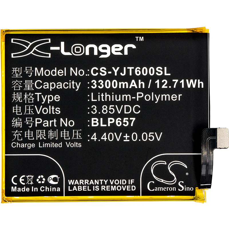 CS-YJT600SL : Battery for OnePlus 6, 6 Dual SIM, 6 Dual SIM TD-LTE and others - Replaces OnePlus BLP657 - Image 3