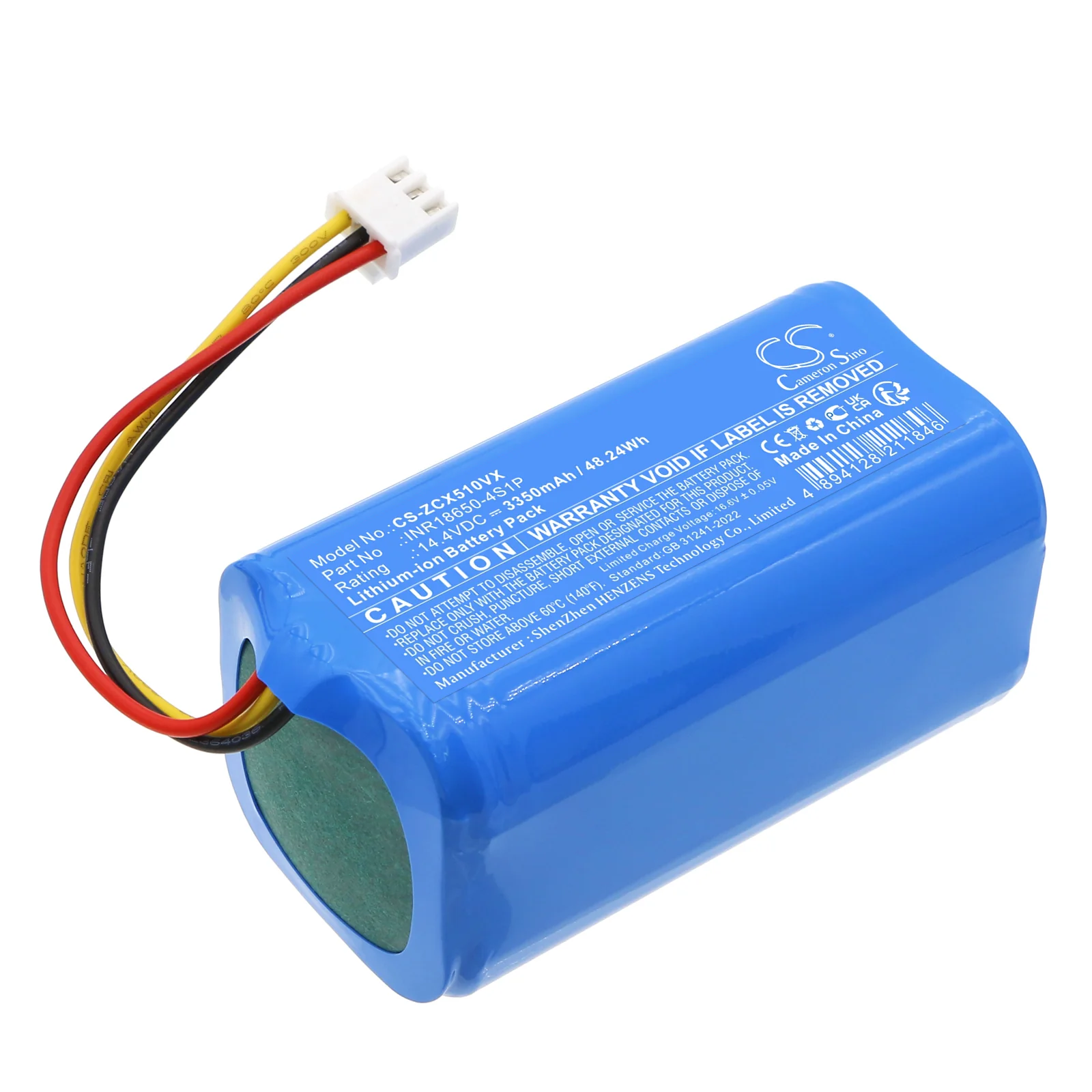 CS-ZCX510VX : Battery for EZIclean Aqua connect S200, Aqua connect S250, Aqua connect X500 and others - Replaces EZIclean INR18650-4S1P - Image 4