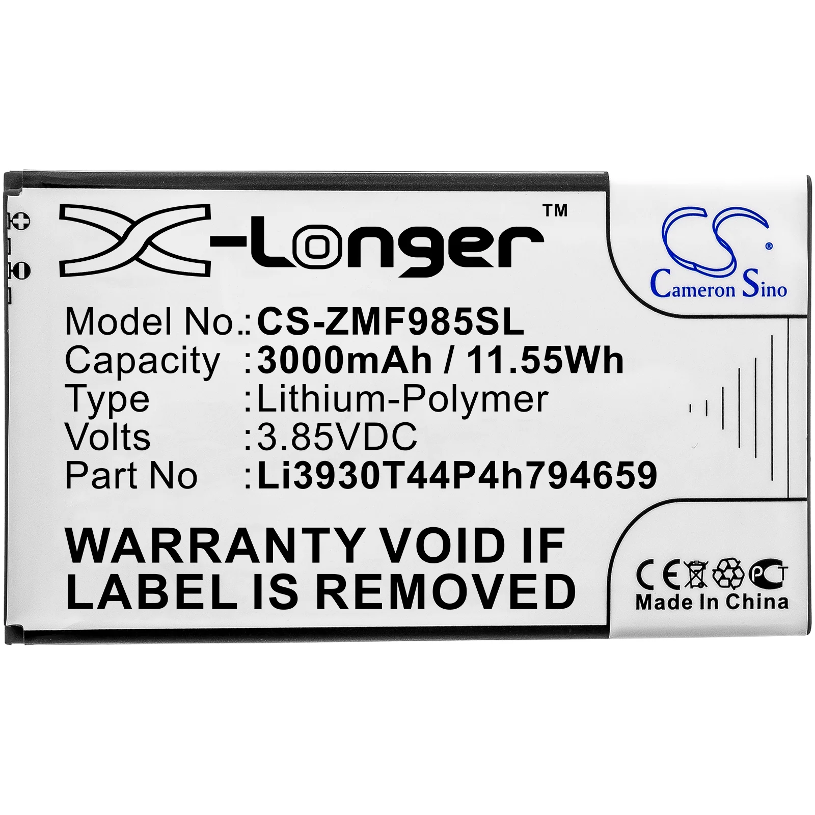 CS-ZMF985SL : Battery for ZTE MF288, Smart Hub Turbo, MF985 - Replaces ZTE Li3930T44P4h794659 - Image 3