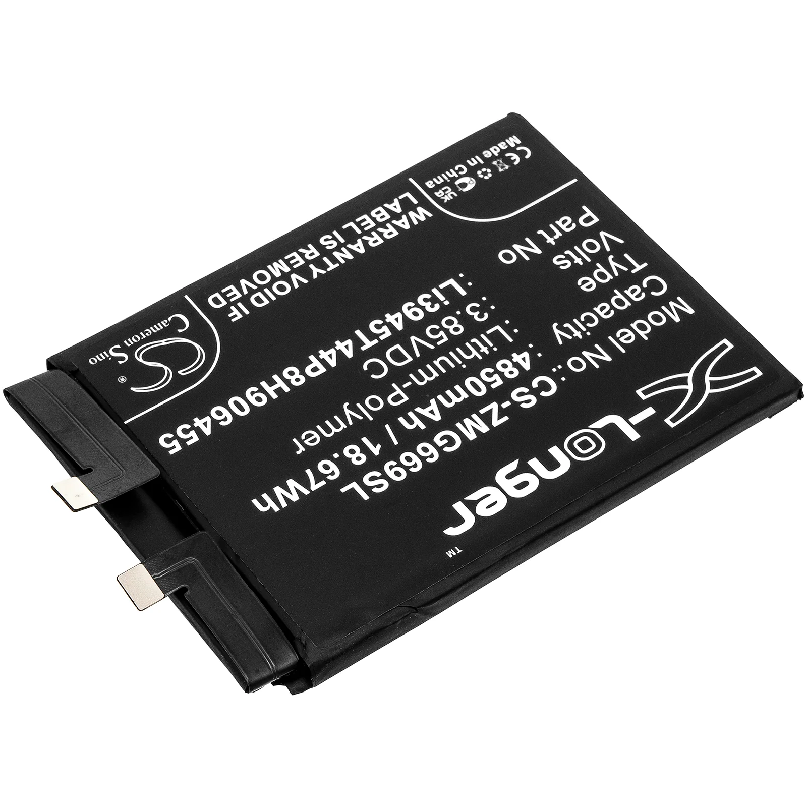 CS-ZMG669SL : Battery for ZTE Nubia Red Magic 6, NX669J - Replaces ZTE Li3945T44P8H906455 - Image 2