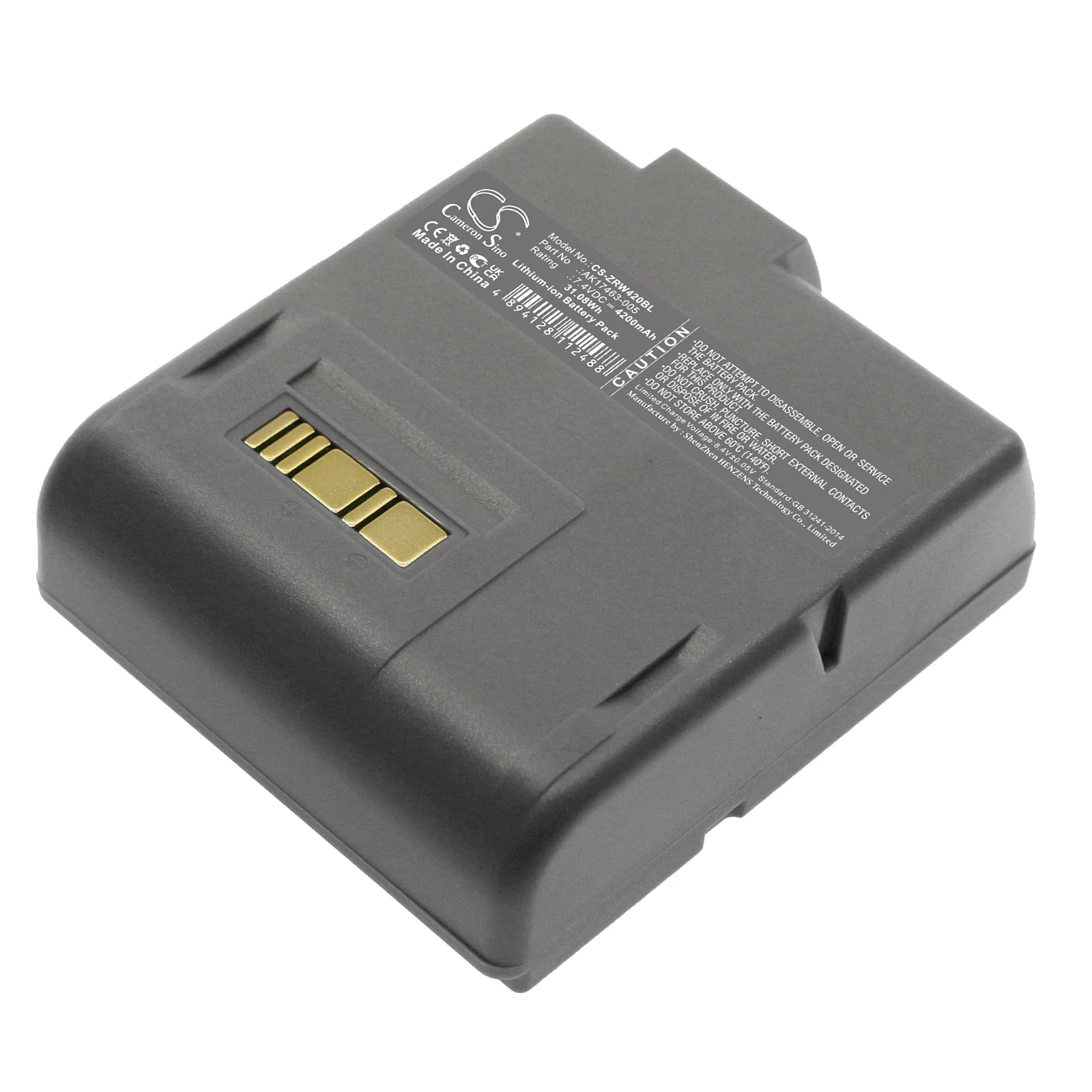 CS-ZRW420BL : Battery for Zebra RW420, L405, RW420 EQ - Replaces Zebra AK17463-005, CT17102-2