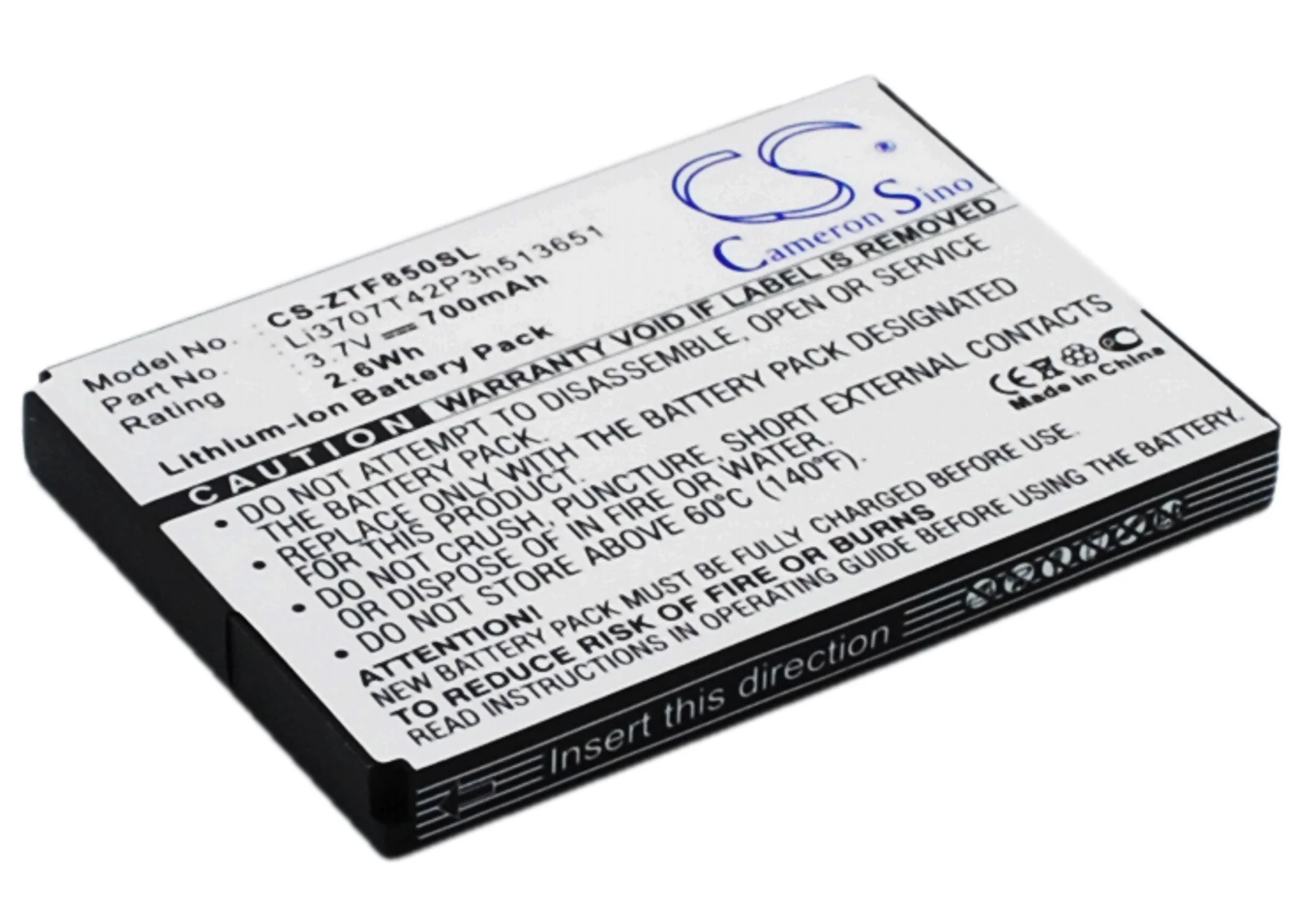 CS-ZTF850SL : Battery for Telstra F252, F256, F850 and others - Replaces Telstra Li3707T42P3h513651 - Image 2