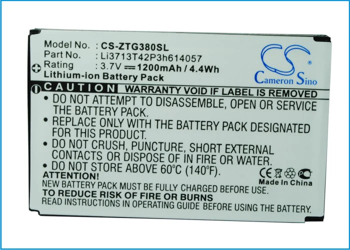CS-ZTG380SL : Battery for Telstra G380, J-G380, F165 and others - Replaces Telstra Li3713T42P3h614057 - Image 3