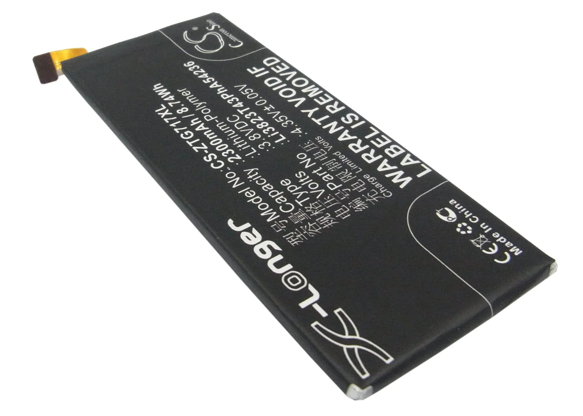 CS-ZTG717XL : Battery for ZTE G717C, G718C, Nubia Z7 Mini and others - Replaces ZTE Li3823T43PhA54236, Li3823T43PhA54236-H, Li3823T43P6hA54236-H and others - Image 2