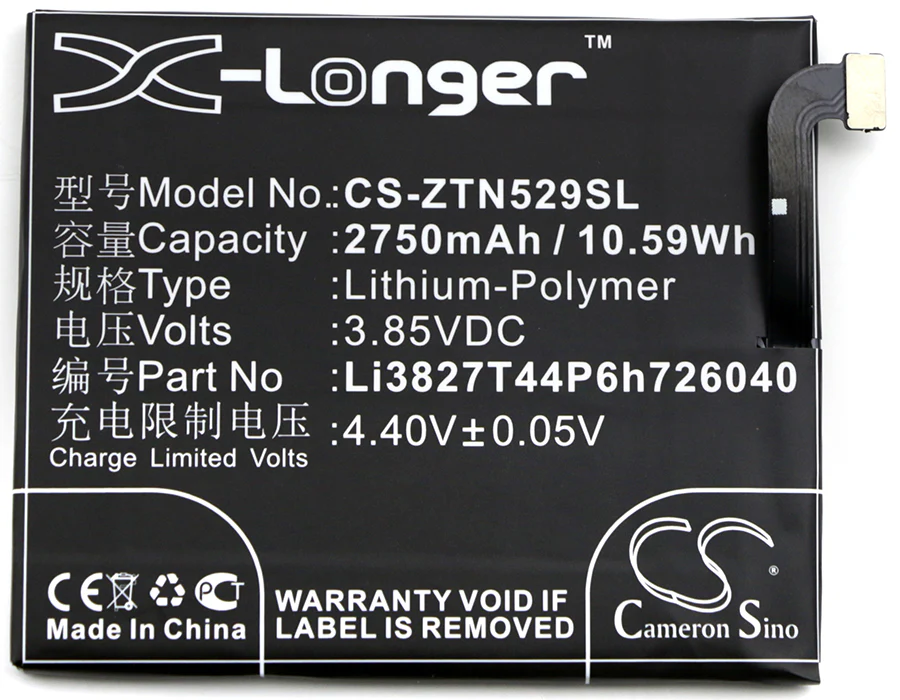CS-ZTN529SL : Battery for ZTE Nubia Z11 mini, NX529, NX529J - Replaces ZTE Li3827T44P6h726040 - Image 3