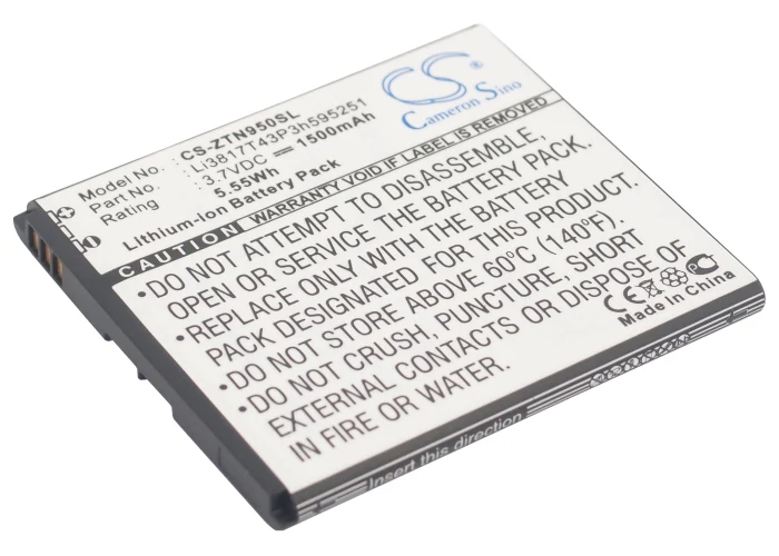 CS-ZTN950SL : Battery for ZTE N9500, Flash, U808 and others - Replaces ZTE Li3817T43P3h595251, Li3716T43P3h595251, Li3716T42P3h595251 - Image 5