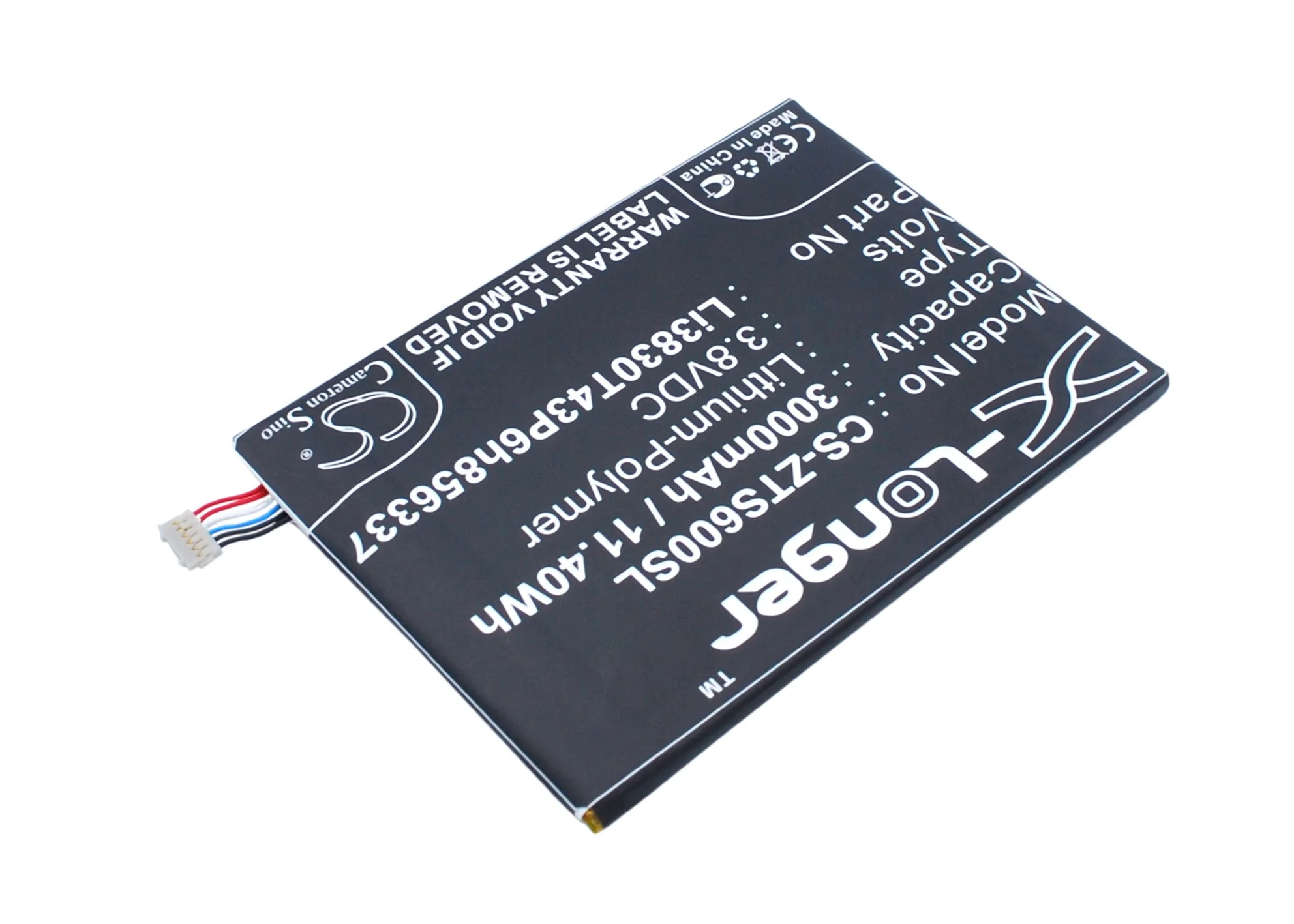 CS-ZTS600SL : Battery for BlackBerry Aurora, Aurora Dual SIM TD-LTE, Aurora 5.5 and others - Replaces BlackBerry BCC100-1, Li3830T43P6h856337 - Image 2