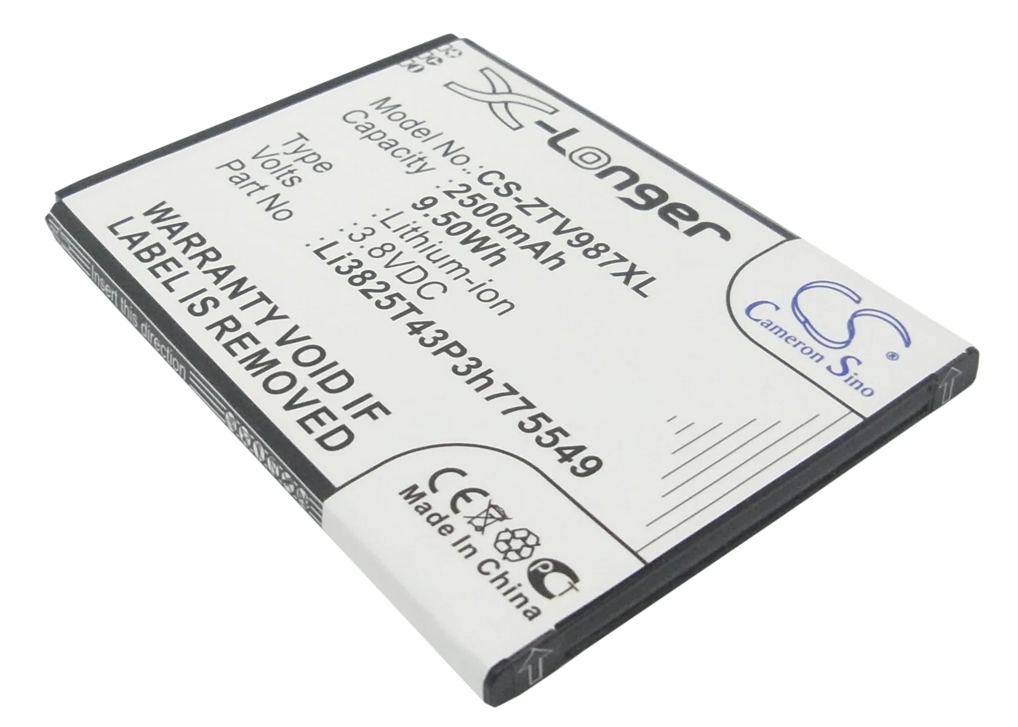 CS-ZTV987XL : Battery for Amazing A6 - Replaces ZTE Li3825T43P3h775549