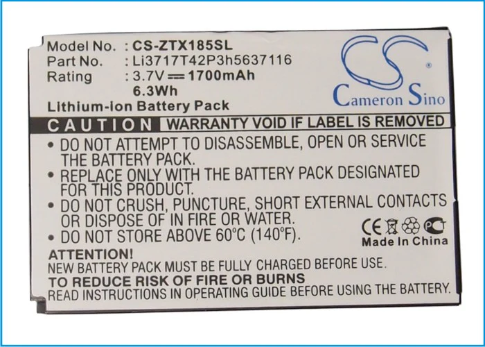 CS-ZTX185SL : Battery for Telstra F158, F159, X185 - Replaces Telstra Li3717T42P3h5637116 - Image 5