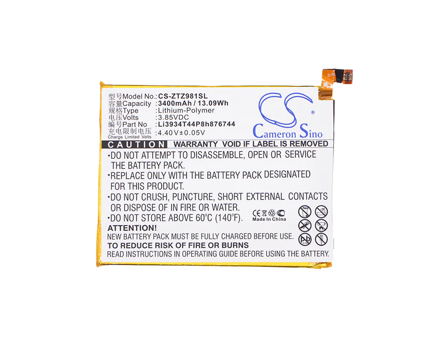 CS-ZTZ981SL : Battery for Cricket Grand X Max 2 - Replaces ZTE Li3934T44P8h876744, Li3934T44PH8H876744 - Image 5