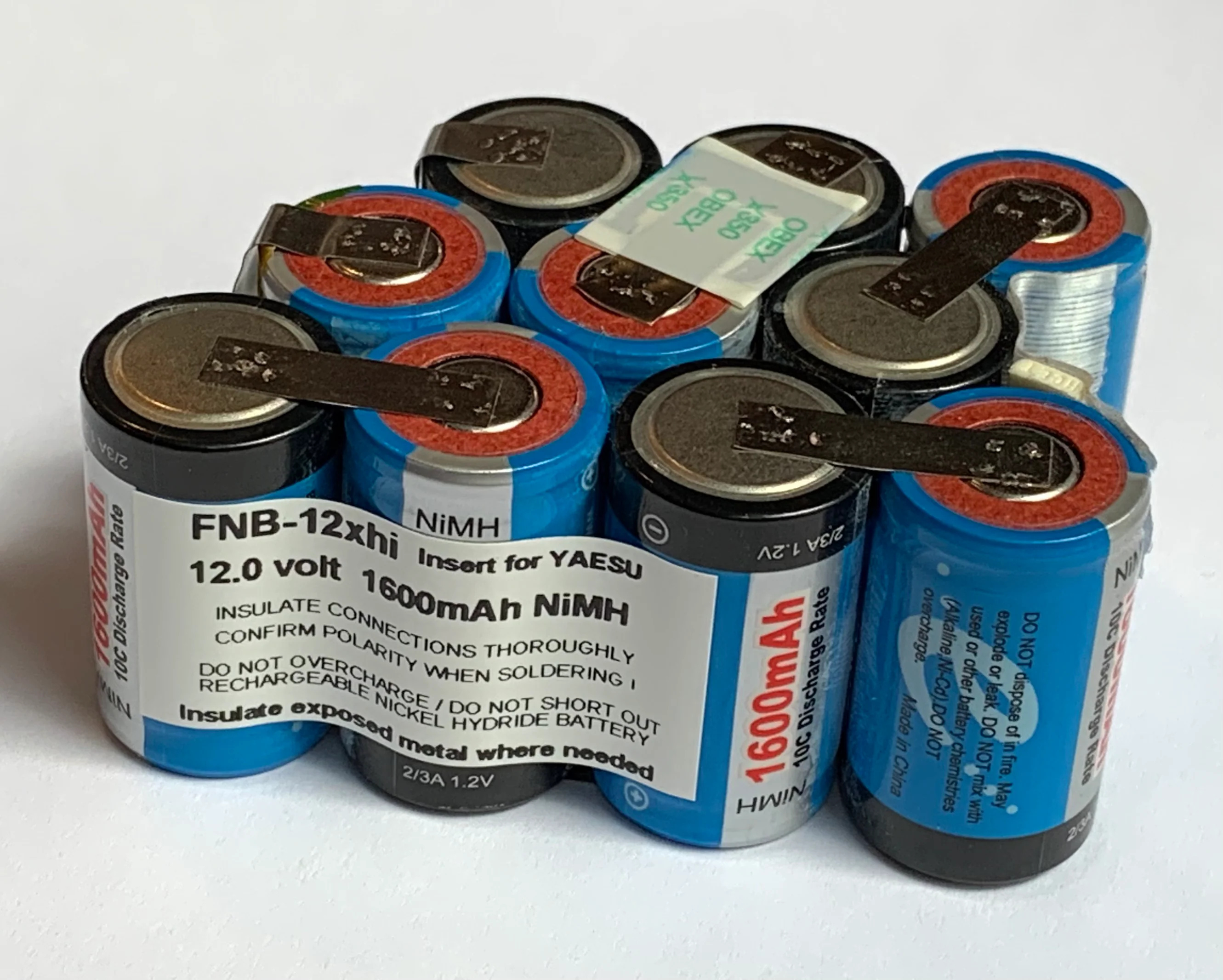 FNB-12xhi : 12v 1600mAh NiMH replacement Insert, goes in FNB-12