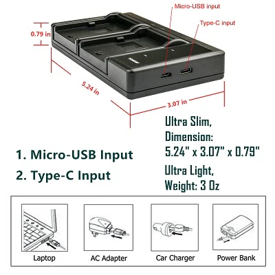 LTD2-DUO: Dual Smart Charger for Panasonic, Hitachi, VBD-070, CGA-DU07, CGA-DU21 etc. - Image 2