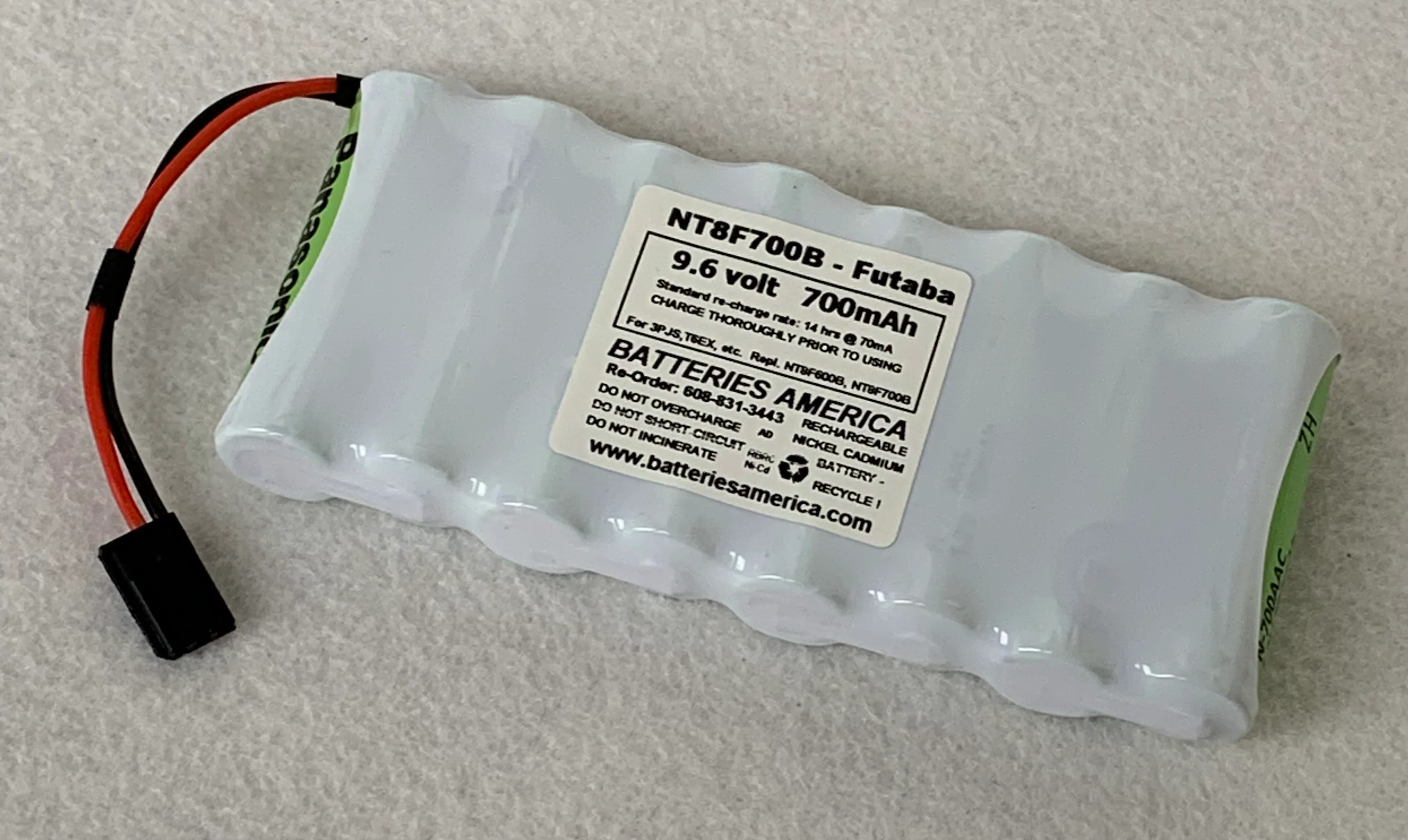 NT8F700B : 9.6v 700mAh NiCd battery for Futaba transmitters, NT8F600B - Image 2