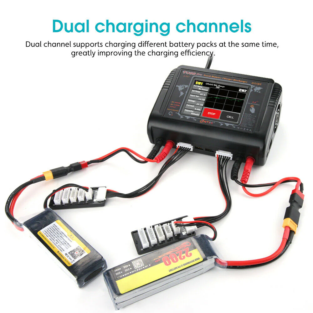 T240 DUO : 2-Channel Professional R/C 400W Battery Charger with Touchscreen - Image 4